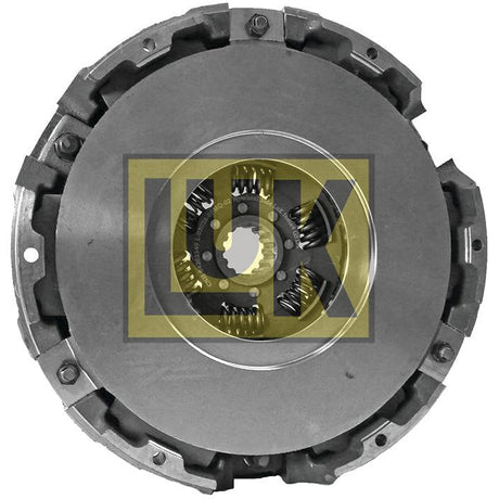 The Sparex Clutch Cover Assembly - S.145407 features a durable dual cover design and includes a metal diaphragm spring clutch with an integrated pressure plate and central hub comprising visible springs and gear-like components.