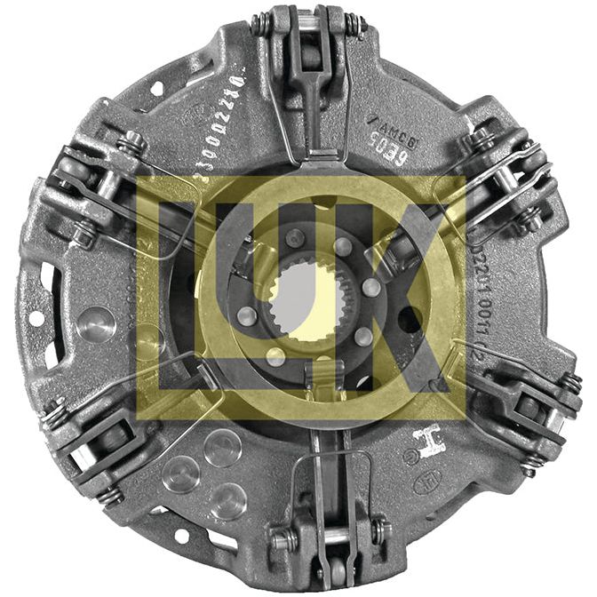 Close-up of a car clutch pressure plate assembly featuring a yellow Sparex logo overlay, complemented by an Organic Captive Disc for enhanced performance. Product Name: Clutch Cover Assembly - S.145429