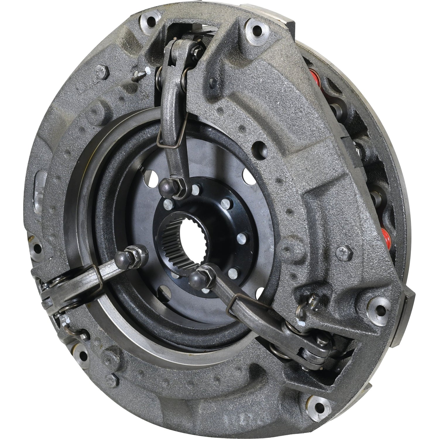 A high-resolution image of the Clutch Cover Assembly - S.40678 by Sparex, featuring intricate gears and mechanical parts crafted from cast iron.