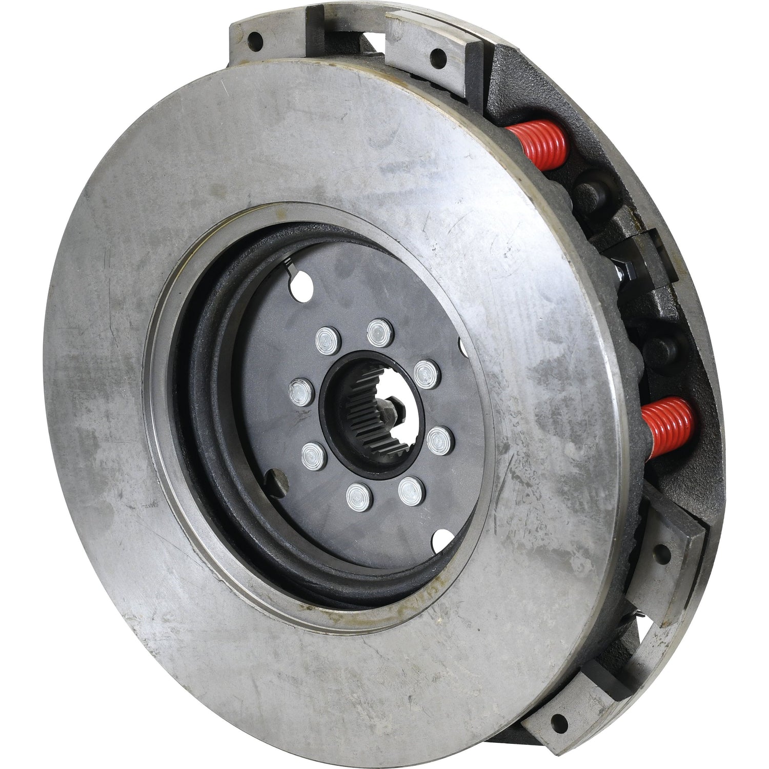 A close-up of the Sparex Clutch Cover Assembly - S.40678, showcasing its circular disc, visible springs, and central gear mechanism encased in durable cast iron.