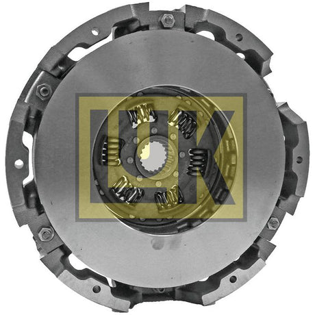 A circular car clutch disc assembly with visible springs and metallic components, featuring the yellow and black Sparex logo overlay, and a 255mm dual cover for enhanced performance. This is the Clutch Cover Assembly - S.69206.