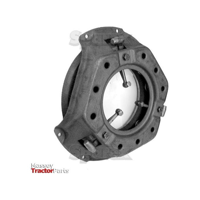 A circular automotive pressure plate, identified as the Clutch Cover Assembly - S.19511 by Sparex, features multiple mounting holes around its perimeter. The "Massey Tractor Parts" logo is prominently displayed in the bottom left corner. Its single cover design ensures easy installation and compatibility.