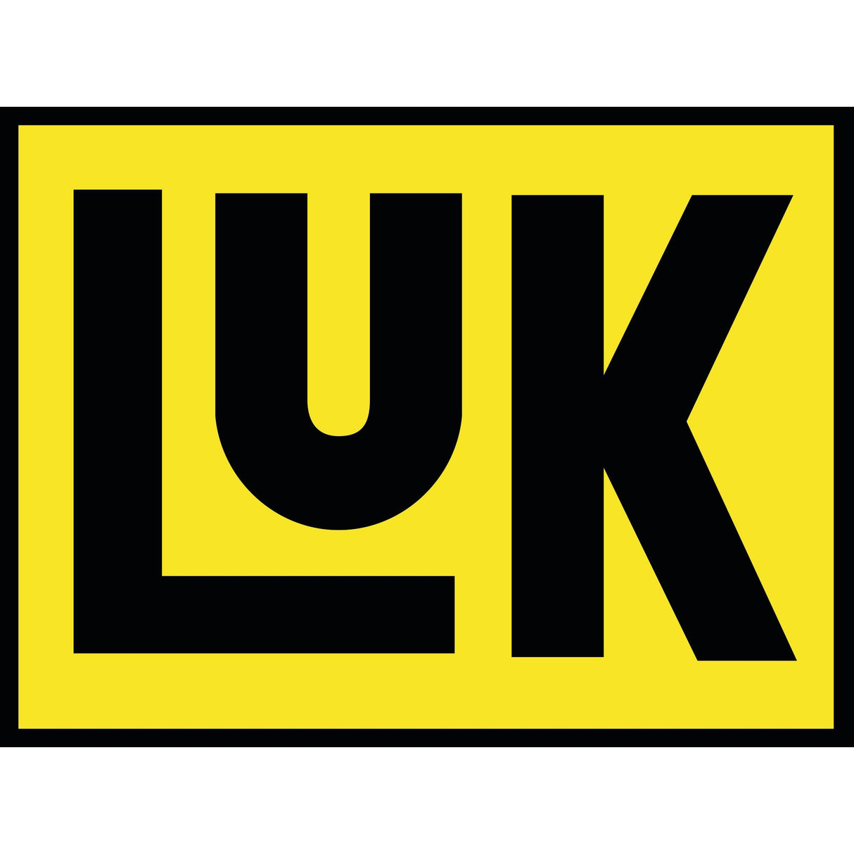 With a bold yellow background, black capital letters "LUK" are prominently displayed in the center, surrounded by the distinct design of the Sparex Clutch Cover Component (Part No. S.146145).