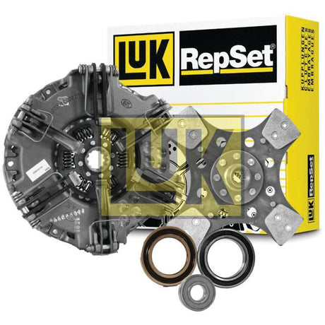 A Sparex Clutch Kit with Bearings - S.146632, which includes a clutch disc, pressure plate, flywheel bearing, and other components, is displayed against a white background with Sparex-branded packaging.