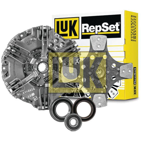 Image of a Sparex Clutch Kit with Bearings - S.146659, featuring a cerametallic clutch pressure plate, clutch disc, release bearings, and other components, with the Sparex branded packaging in the background.
