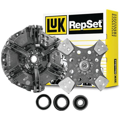Sparex Clutch Kit with Bearings (S.146717), which includes a pressure plate, clutch disc, and release bearings, all featuring durable cast iron construction, displayed in front of the product packaging.
