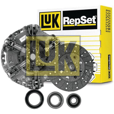 Sparex Clutch Kit with Bearings - S.146741, featuring a cerametallic clutch disc, pressure plate, release bearings, and packaging, displayed against a white background.
