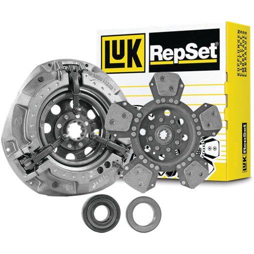 A Clutch Kit with Bearings - S.146793 by Sparex, featuring a cerametallic loose disc, pressure plate, throw-out bearing, and a yellow and black branded box in the background.