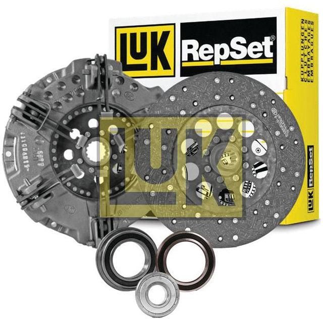 Sparex Clutch Kit with Bearings - S.146927, featuring a pressure plate, clutch disc, Cerametallic Captive Disc, release bearing, and pilot bearing, packaged in a yellow and black box.