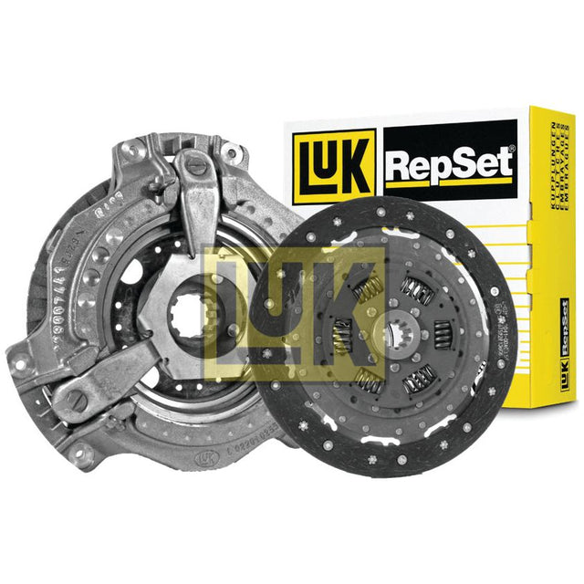 An image of a Sparex Clutch Kit without Bearings - S.146548, featuring a Torsion Sprung Loose Disc and various other clutch components displayed in front of the product box.