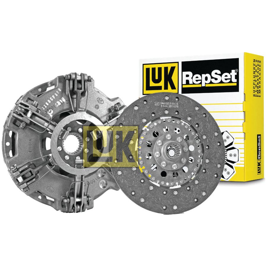 Sparex Clutch Kit without Bearings - S.146566, featuring two metallic clutch components and a cover size of 280/280mm, displayed in front of a yellow and white branded box.