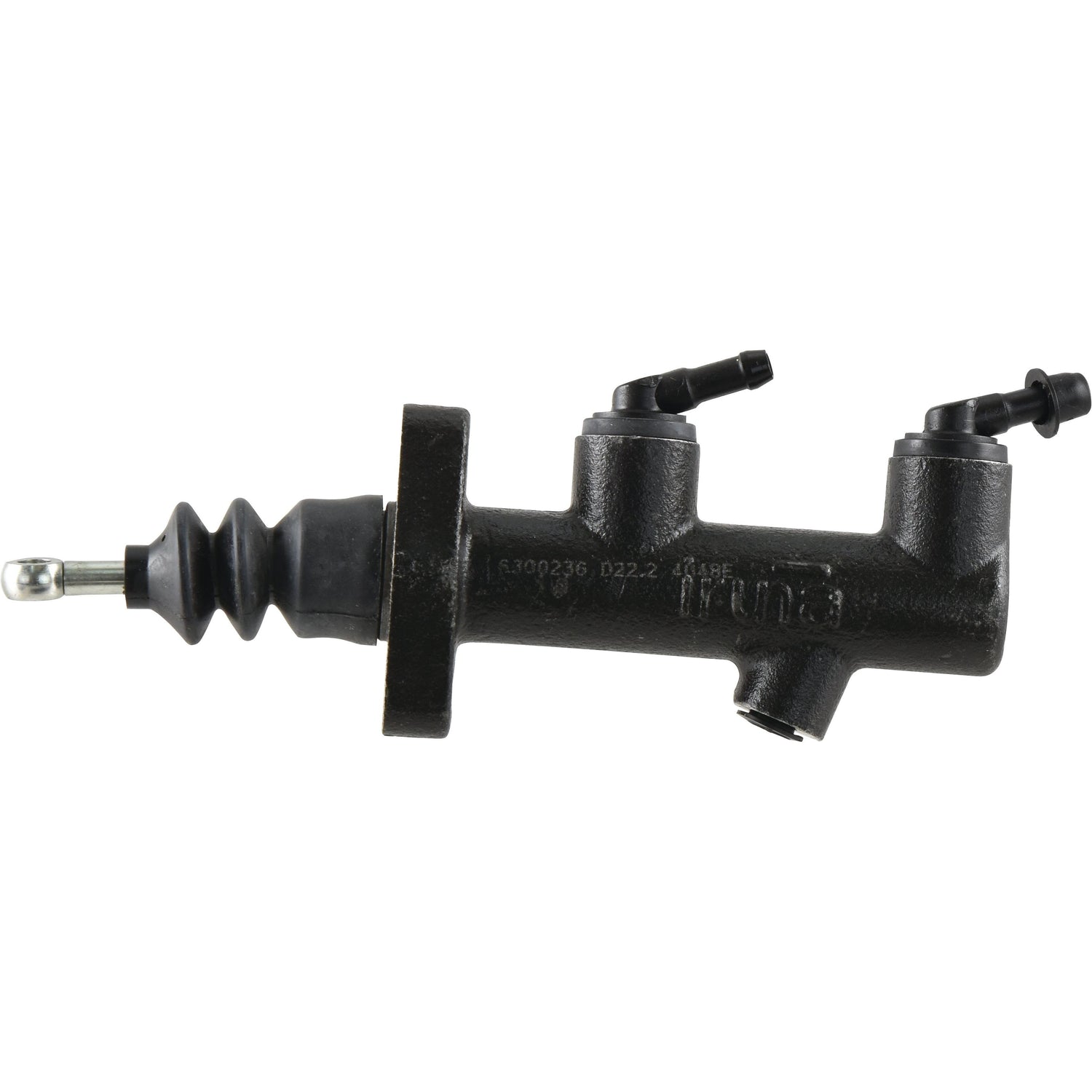 A black Sparex Clutch Master Cylinder (Sparex Part No. S.66346) featuring a rubber boot on one end and two ports on the top, compatible with Ford New Holland models.