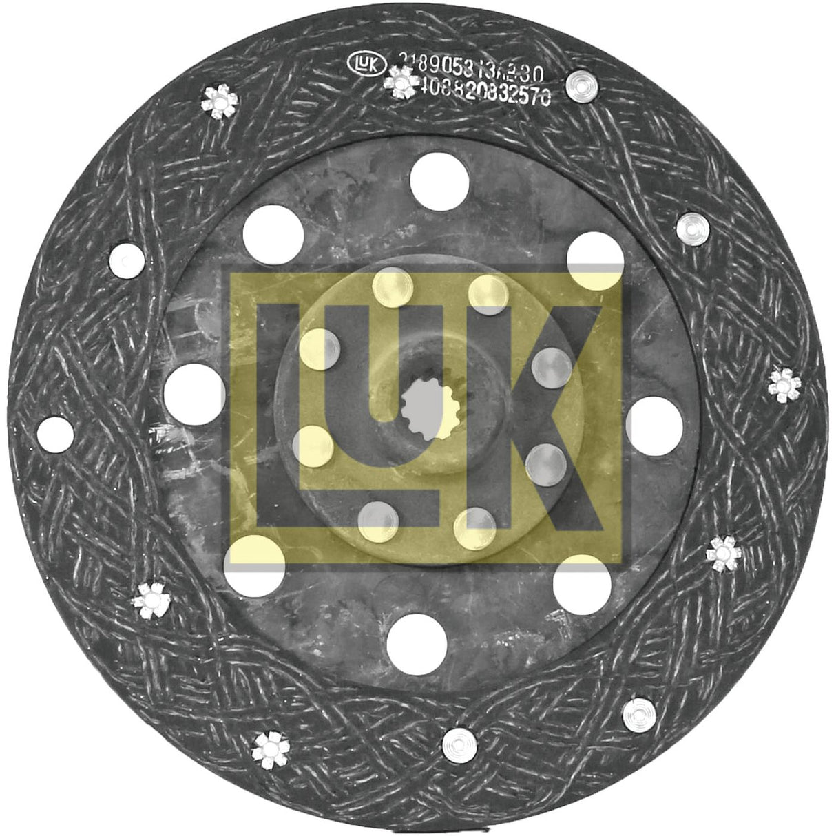 A circular clutch disc with bolt holes and a textured pattern is shown. A "Sparex" logo is prominently displayed in the center, featuring an organic lining material. Ideal for the Deutz-Fahr AGROKID 230, this Clutch Plate - S.145572 measures 225mm.