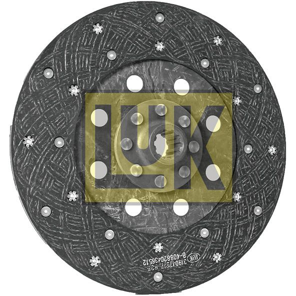 A round automotive clutch disc with a textured surface and several circular holes, featuring the brand "Sparex" written in yellow across the center. The Clutch Plate - S.145636 has a size of 280mm and includes 10 splines, using an organic lining material.