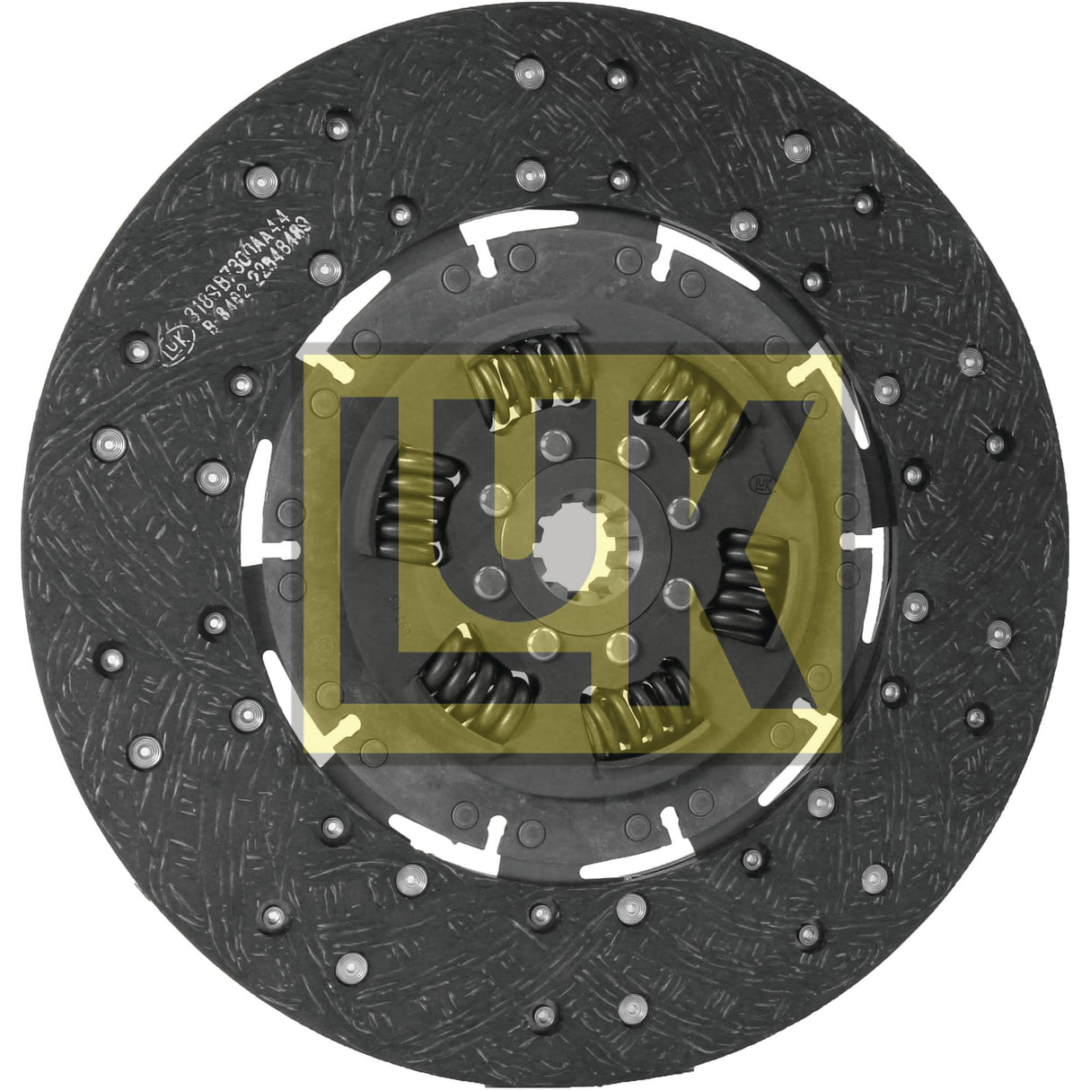 Image of a vehicle clutch disc with the brand "Sparex" visibly printed in the center. The torsion sprung disc, featuring an organic lining material and a size of 320mm, showcases detailed components including springs and friction surfaces. The product is named Clutch Plate - S.145889.