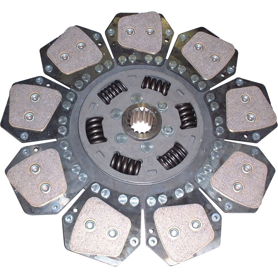 The Clutch Plate - S.145895 by Sparex is a torsion-sprung, multi-spring metallic disc component designed with eight friction segments, typically used in LUK mechanical or automotive assemblies.