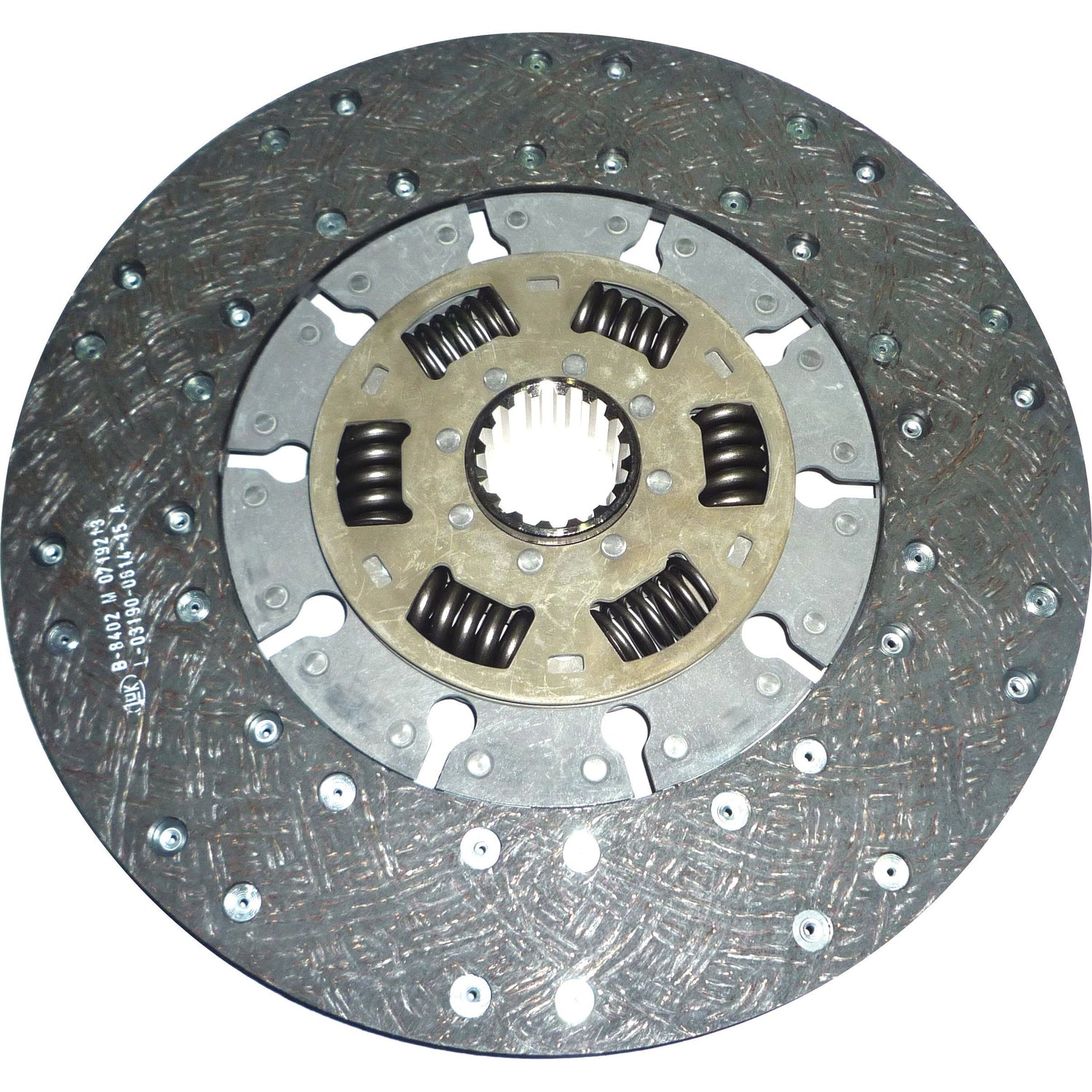 Close-up image of a Sparex Clutch Plate - S.145924 showcasing its metal surface, springs, and central hub.
