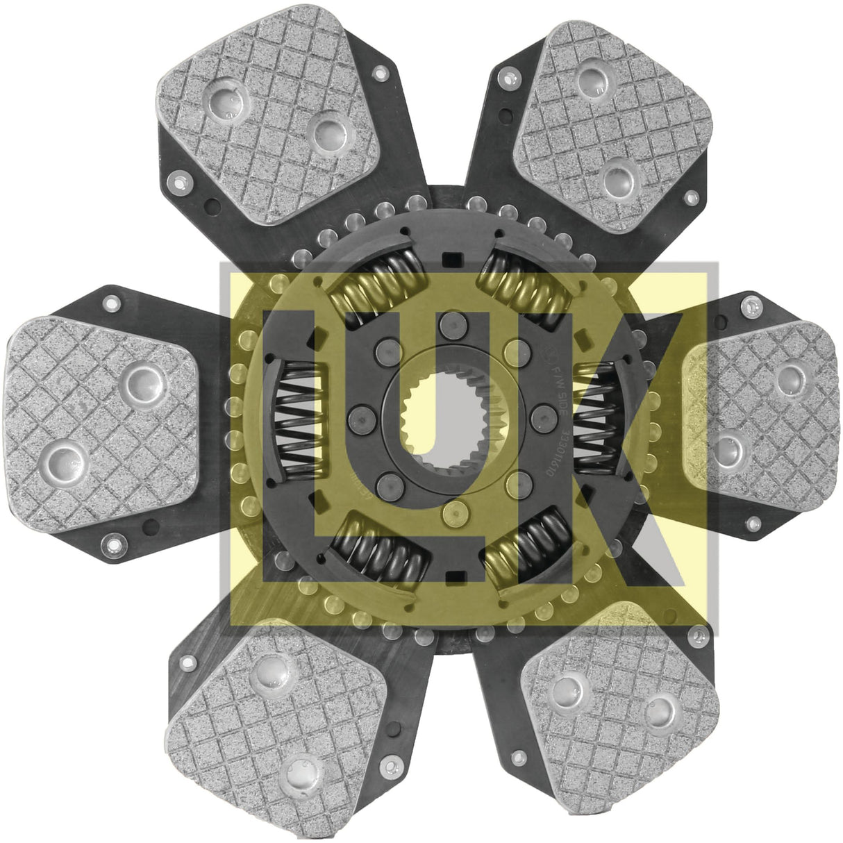 A Sparex Clutch Plate (Part No. S.145927) featuring a metallic cerametallic build, multiple friction pads in a star configuration, and a central hub, displayed against a plain white background.