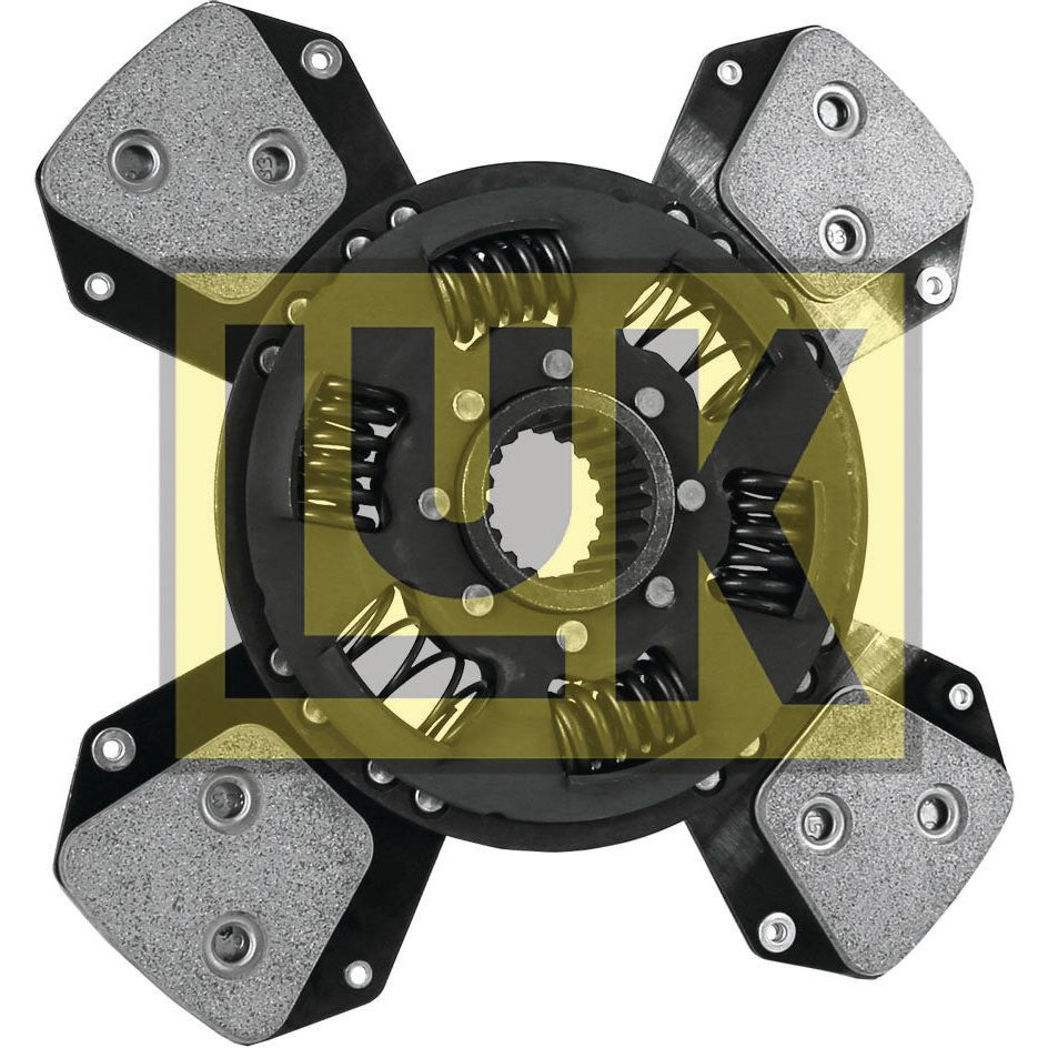 A metallic clutch plate, product S.156483 by Sparex, features a central hub and four attached friction pads with precision-engineered splines. The image also showcases the letters "Sparex" in yellow branding overlay.