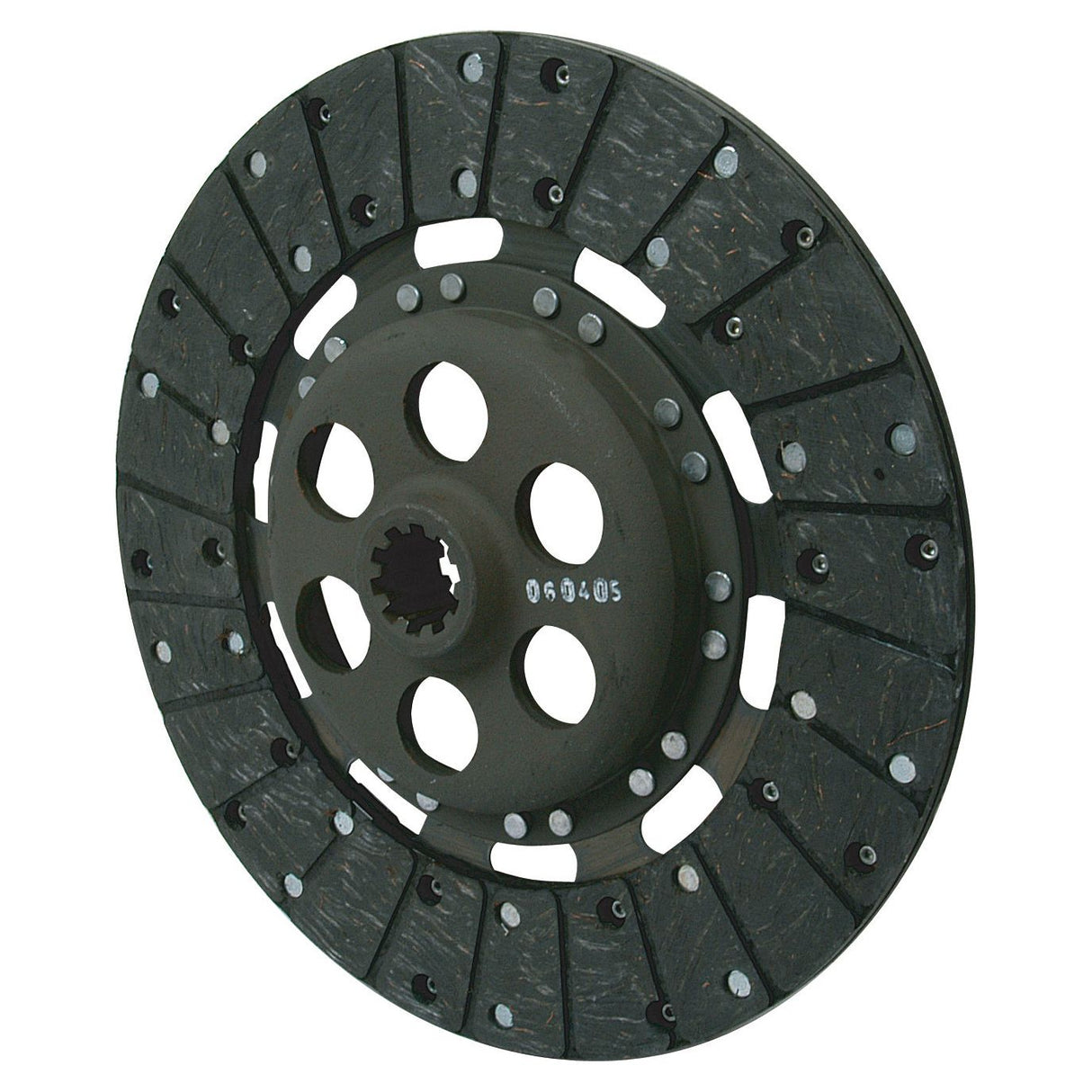 Image of the Clutch Plate - S.40730 by Sparex, featuring a round clutch disc with a dark central hub and multiple holes, radiating friction material segments, and visible rivets; boasts a 280mm disc size and organic lining material for enhanced performance.