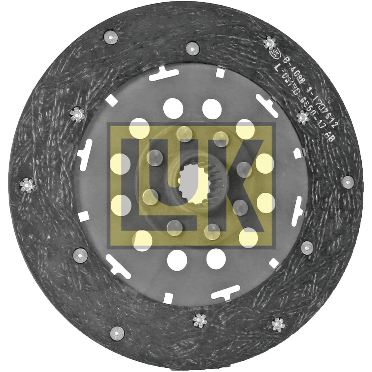 A circular clutch plate for cars that features a textured friction surface, central hub splines, and multiple perforations. The plate is branded as "Sparex" with the product name "Clutch Plate - S.61260.