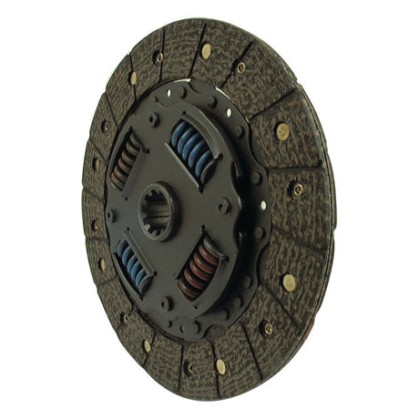 A close-up view of the Clutch Plate - S.71940 by Sparex, featuring a dark textured surface, visible springs in the center, and precise spline detailing.