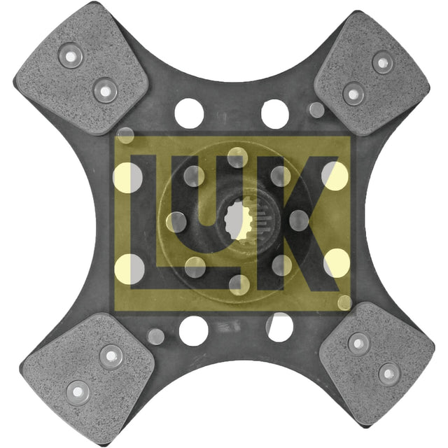 A square-shaped automotive clutch disc with four friction pads, featuring a central spline hub with advanced lining material, and the "Sparex" logo across the middle, Product Name: Clutch Plate - S.72585.