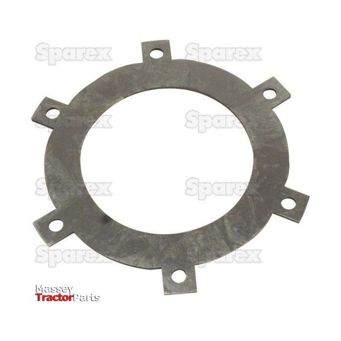 A circular metal plate with six evenly spaced tabs containing holes, likely for attachment. The words "Sparex" and "Massey Tractor Parts" are visible on the image, indicating it may be a Clutch Pressure Plate (Sparex Part No.S.119794).