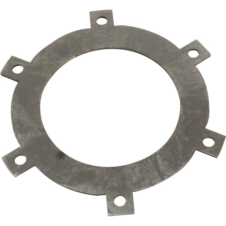 A circular metal ring with six evenly spaced tabs, each containing a hole near the outer edge, designed for mounting or securing purposes, similar to those found in the Clutch Pressure Plate by Sparex, Part No.S.119794.