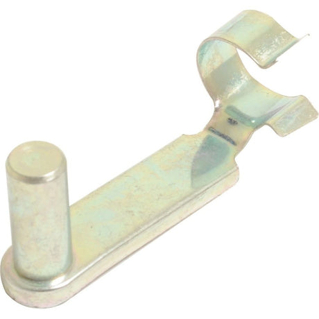 The Sparex Clutch Rod Pin (Sparex Part No. S.57061) features a metal bracket with a hook and cylindrical peg, similar to those found in the clutch rod pin assemblies of Fiat and Case IH tractors, likely used for securing or fastening objects.