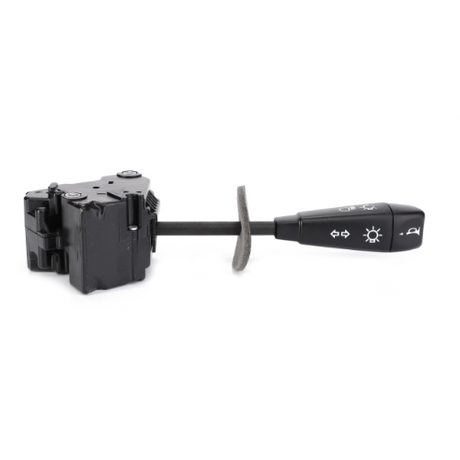 The AGCO Massey Ferguson Commutator (Part Number: 3381403M1) is a black automotive turn signal lever, featuring various control symbols and designed specifically for Massey Ferguson 3000 Series tractors, which is attached to a mounting component.