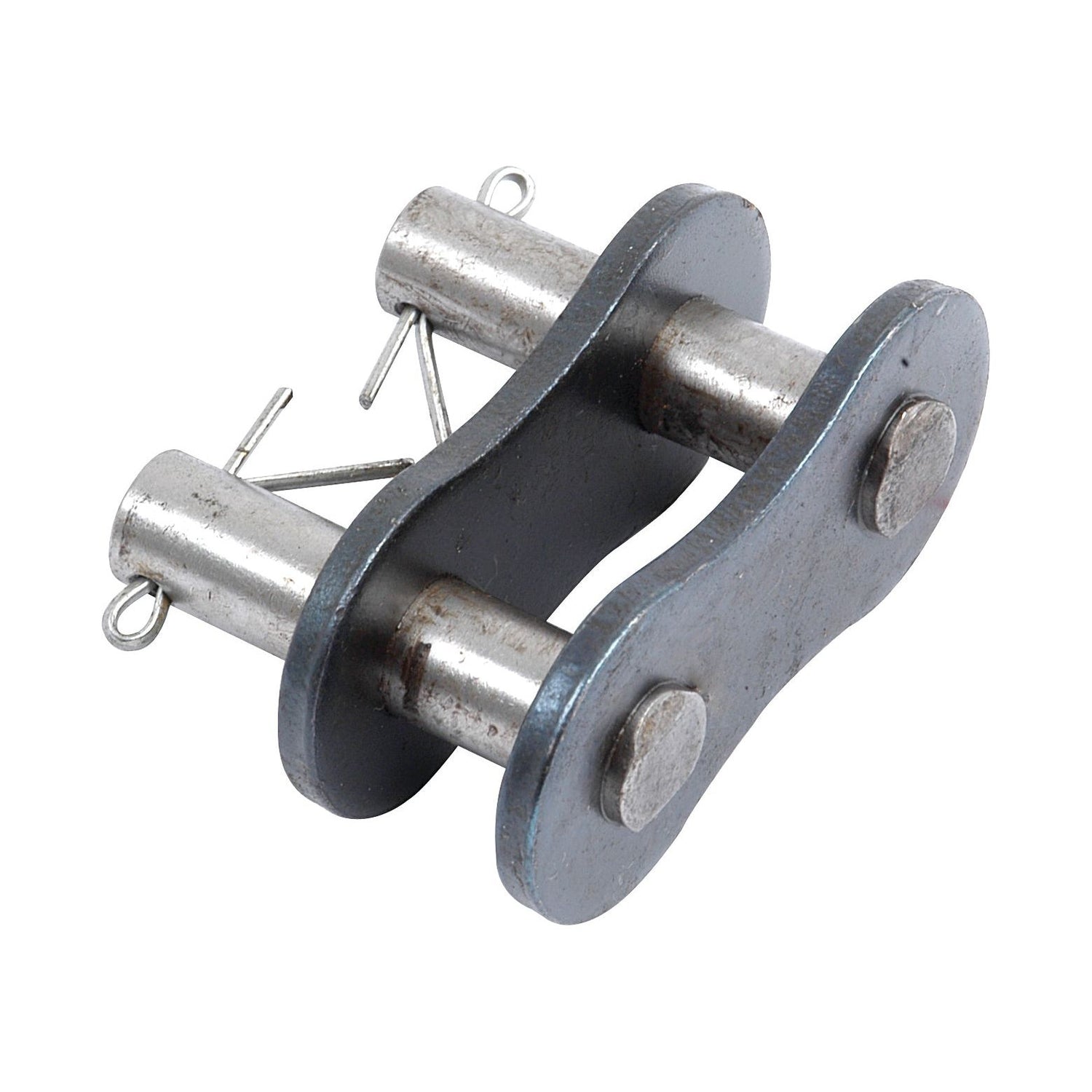 The Connecting Link, Simplex, 20B-1 (Sparex Part No. S.27516) features two parallel metal plates connected by cylindrical pins and secured with cotter pins. This simplex design ensures a robust connection.