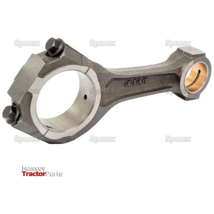 A metal connecting rod for an engine, featuring bolts at the large end and a bushing at the small end, with "Massey Tractor Parts" and "Sparex Part No. S.58941" visible in the background, hinting at quality components for Fiat and Case IH / International Harvester tractors from the trusted brand Sparex.