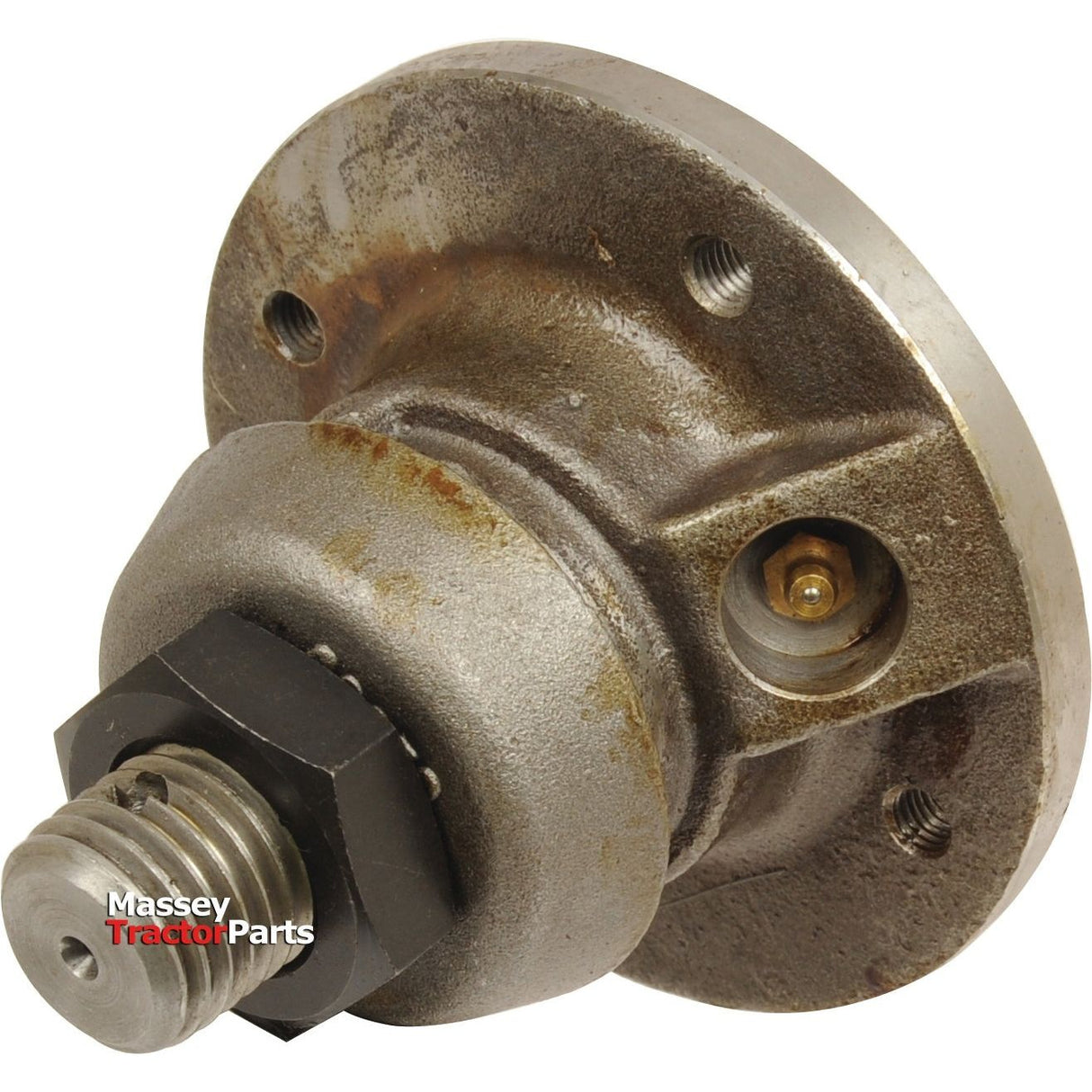 A slightly worn Coulter Hub Assembly - LH (Overum), fitting as 80967AV with multiple attachment points and a Sparex Part No. S.72514, featuring threaded components and the Massey Ferguson Tractor Parts logo.