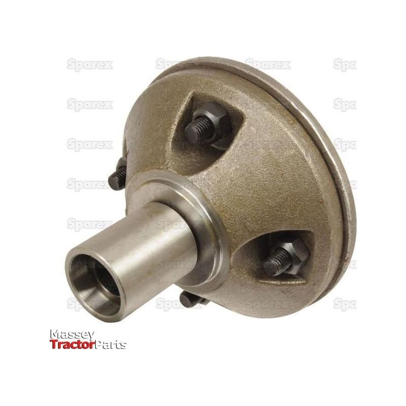 Circular metal tractor part with a cylindrical extension and three bolts, featuring the text "Massey Tractor Parts" in the image. This Coulter Hub Assembly - RH & LH (Kverneland) is identified by KK086087R, classified under 8432900000, and sold under Sparex Part No. S.72516 by the brand Sparex.
