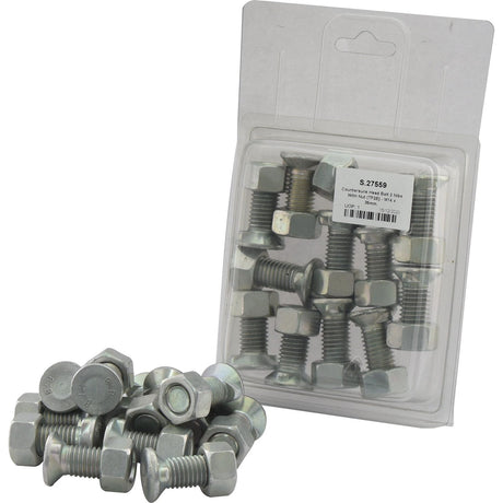 Countersunk Head Bolt 2 Nibs With Nut (TF2E) - M14 x 35mm, Tensile strength 8.8 (12 pcs. Agripak)
 - S.27559 - Farming Parts
