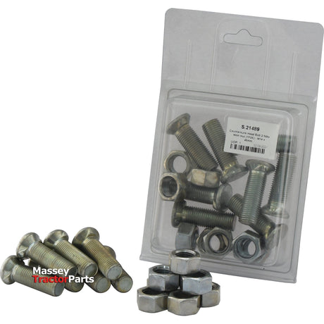 Countersunk Head Bolt 2 Nibs With Nut (TF2E) - M14 x 45mm, Tensile strength 8.8 (8 pcs. Agripak)
 - S.21489 - Farming Parts