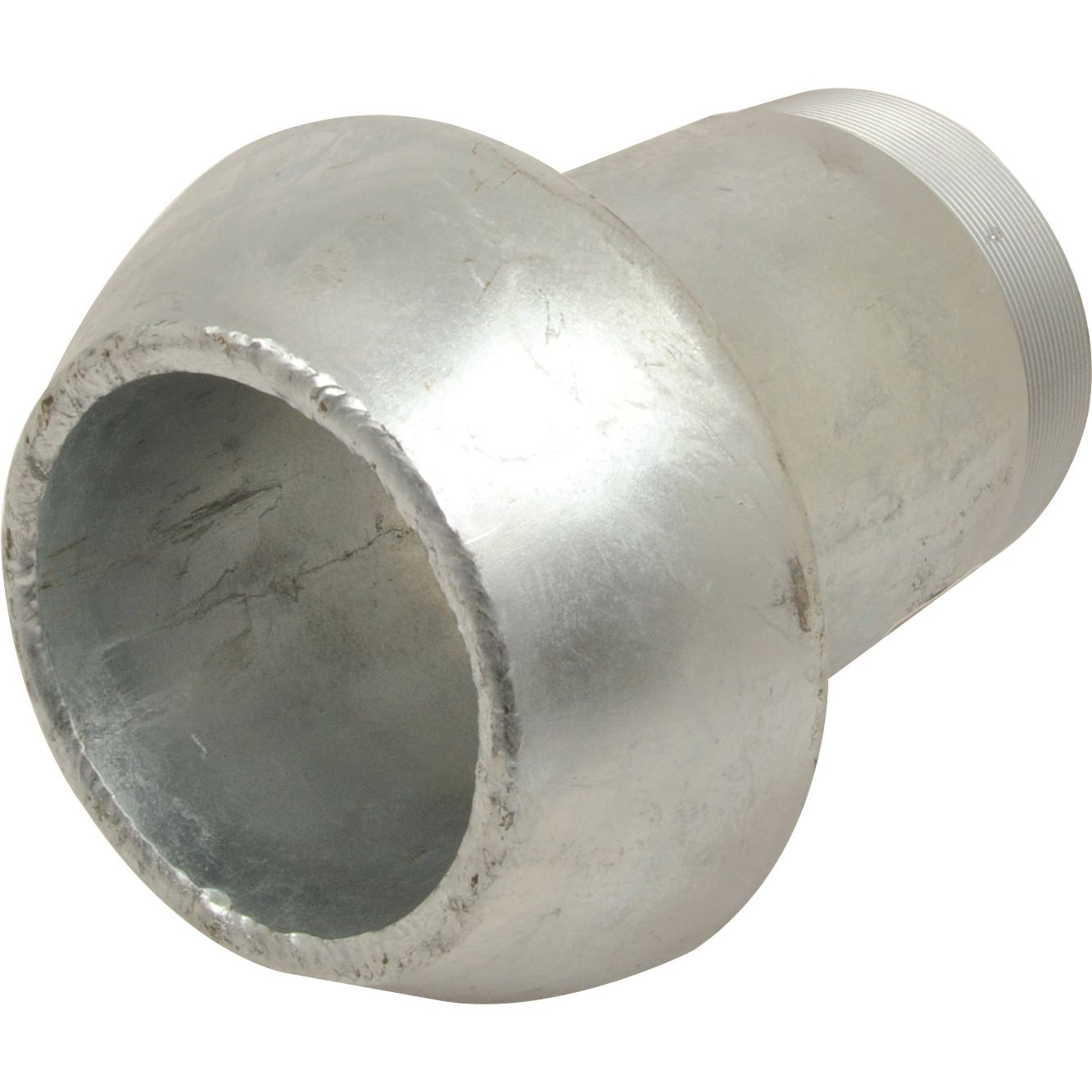 A Sparex Coupling with a threaded narrow BSPT end on one side and a wide metallic opening on the other, measuring Male 2'' (50mm) x 2'' BSPT (Galvanised), product code S.103167.