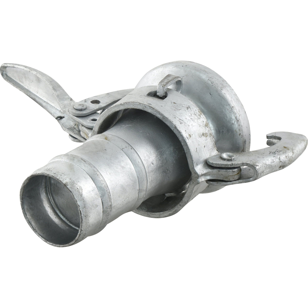 The Sparex Coupling with hose end - Female 3'' (89mm) x 3'' (76mm) (Galvanised) - S.103147 features a metal quick-connect Perrot fitting with two levers for securing the connection and a durable gasket ring.