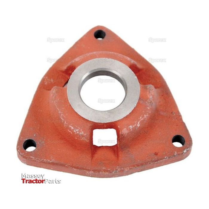 A Sparex Cover (Part No. S.108175), an orange triangular metal component featuring three bolt holes and a central circular opening, commonly used for Ford New Holland machinery parts, positioned against a white background.
