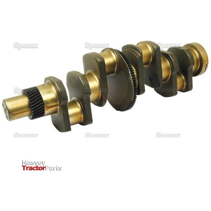 The Crankshaft (4 Cyl.) D-239, DT-239 (Sparex Part No.S.57894) part for Massey tractors is shown against a white background. This Sparex part features multiple offset crankpins and gear teeth.