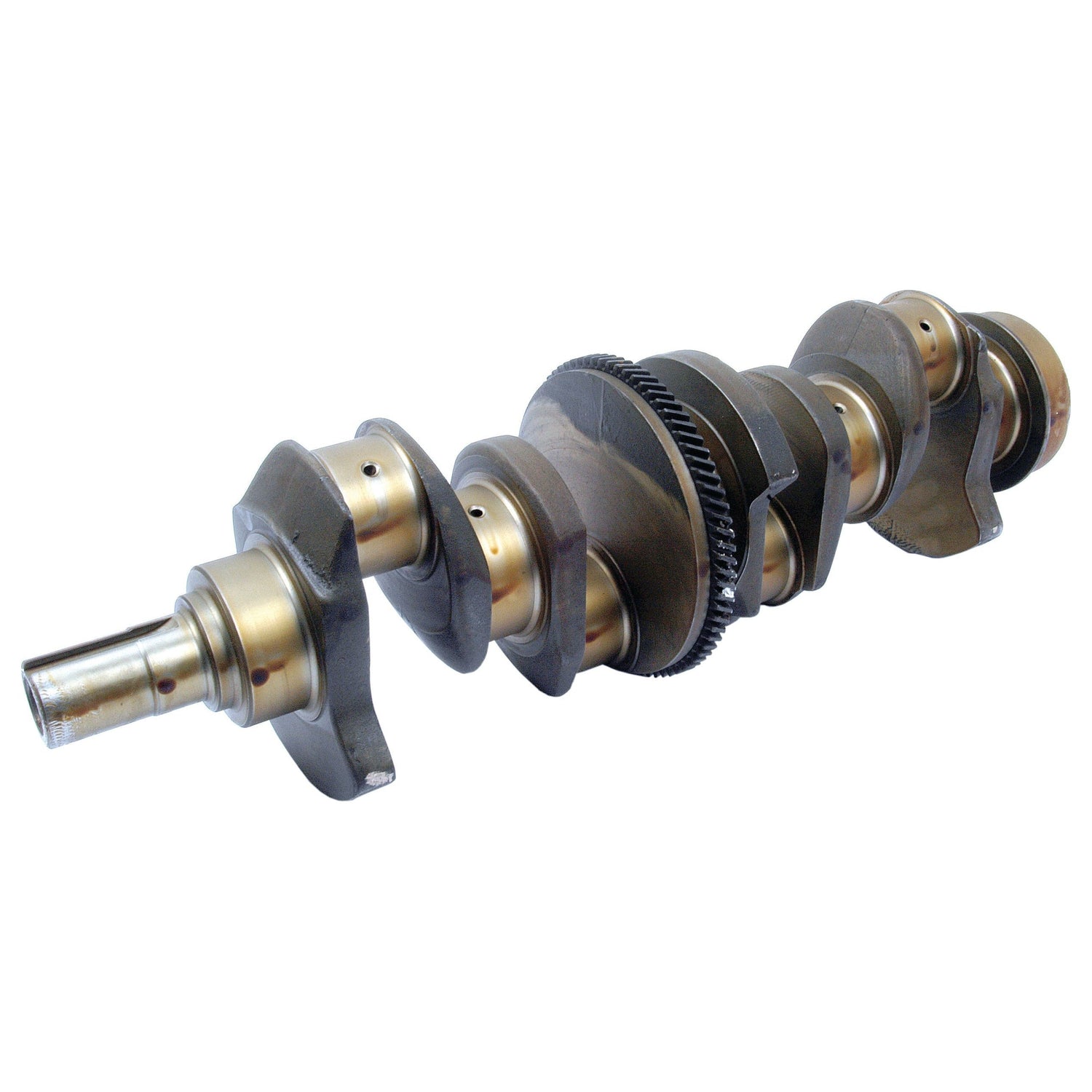 The Sparex Crankshaft (4 Cyl.) Ford | Sparex Part No.S.66042 is a metal crankshaft with multiple lobes and bearings, specifically designed for Ford engines, and is used in internal combustion engines to convert the linear motion of pistons into rotational movement.