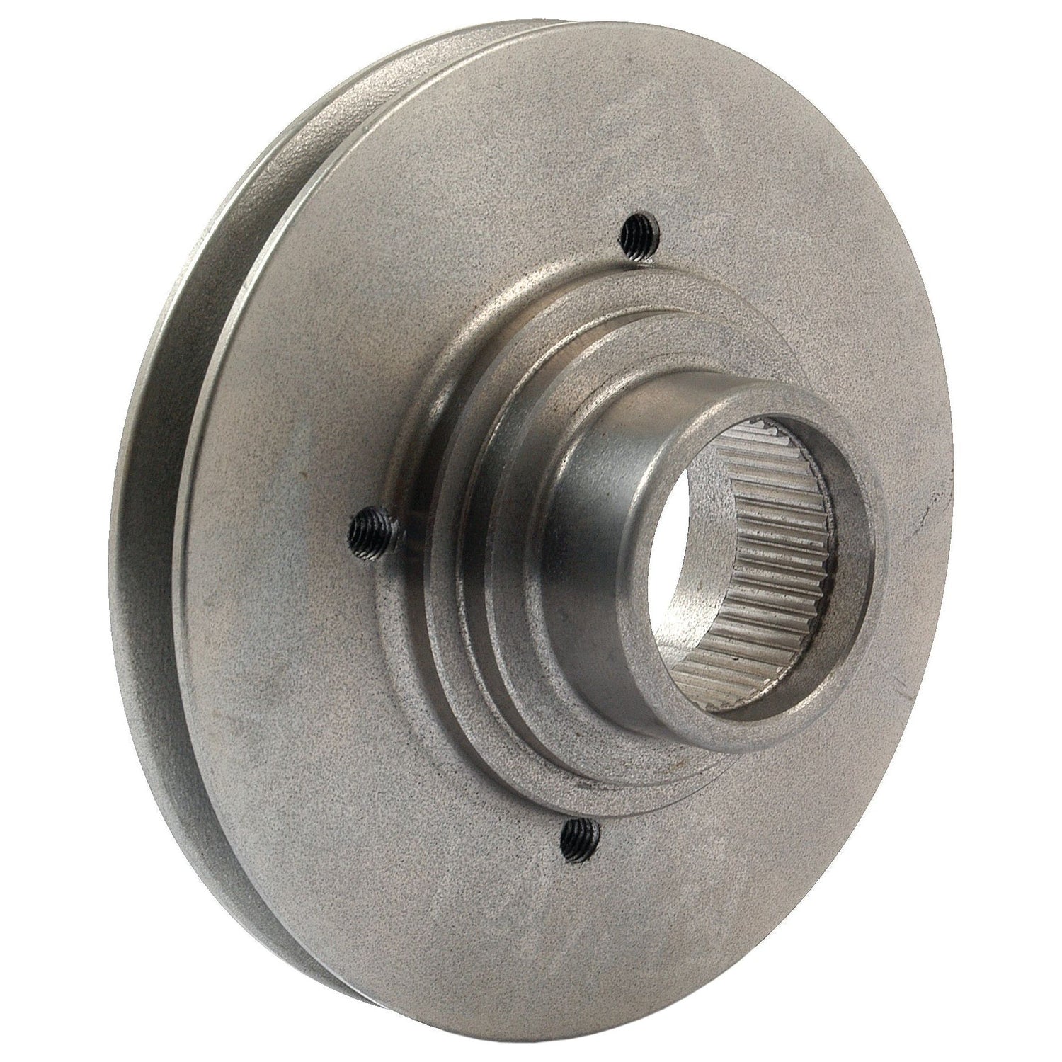 The Sparex Crankshaft Pulley, part number S.41855, is a metallic pulley wheel featuring grooves and a central hole, designed for use in mechanical or industrial applications as a pulley-crankshaft component.