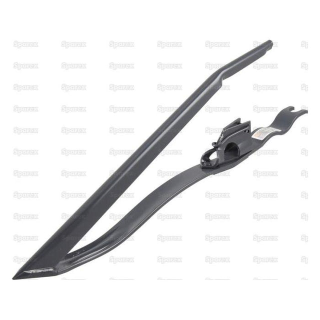 A black Crop Lifter designed to fit Schumacher ASK-120 models, featuring a curved arm and mounting attachment, positioned against a white background. Perfect as a replacement with Sparex Part No. S.130854.