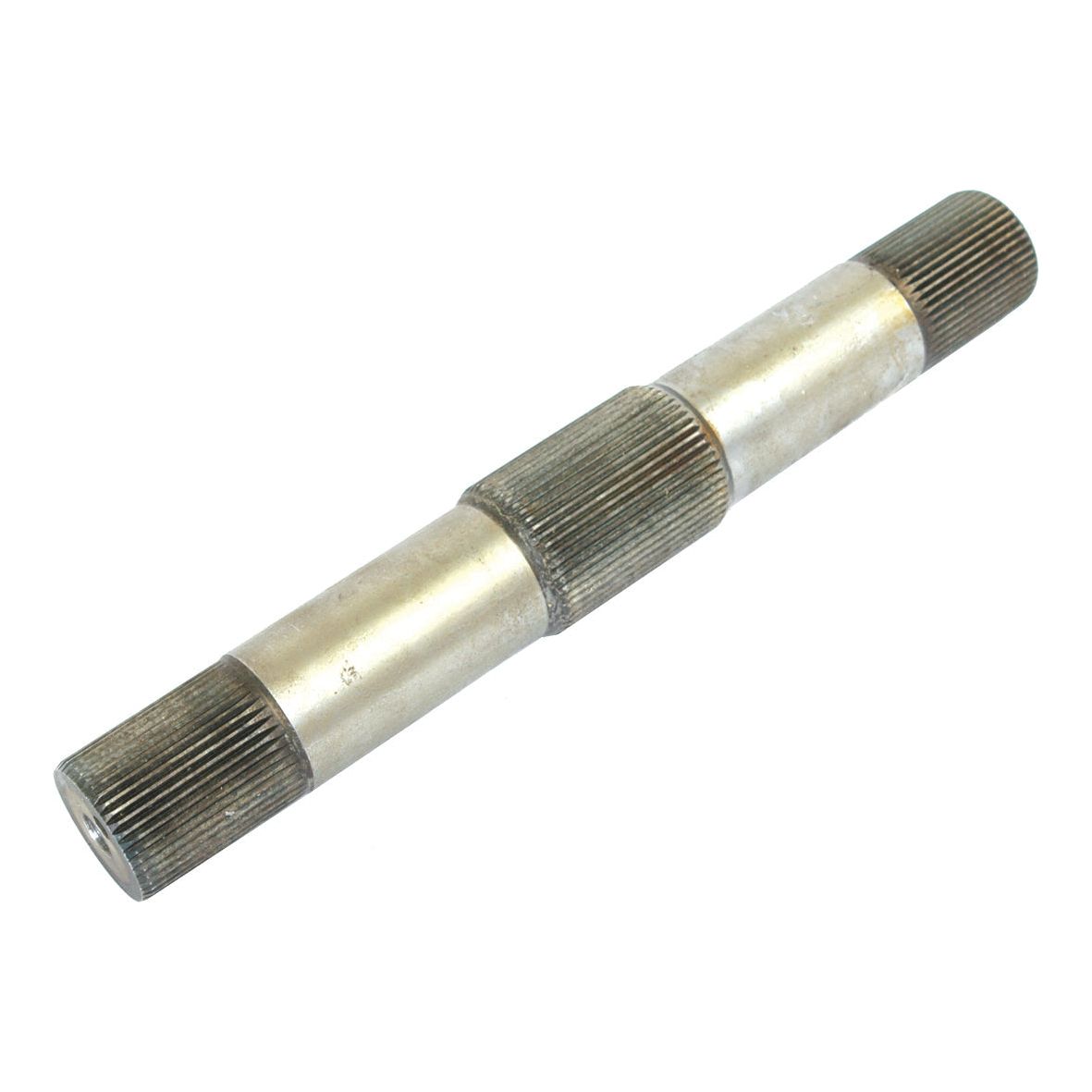 The Sparex Cross Shaft (Sparex Part No. S.66203) is a metallic cylindrical component featuring two sets of gear-like grooves on each end, specifically designed for Ford/New Holland hydraulic lift systems.