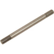 The Cylinder Head Stud (Sparex Part No. S.43636) is a metal double-ended stud with threaded ends and a smooth middle section, perfect for use in Massey Ferguson machinery. Available through Sparex, this component ensures precise fit with specified thread sizes.
