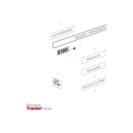 Decal 6180 - 3713014M1 | OEM |  parts | Decals & Emblems-Massey Ferguson-Cabin & Body Panels,Decals & Emblems,Farming Parts,Tractor Body,Tractor Parts