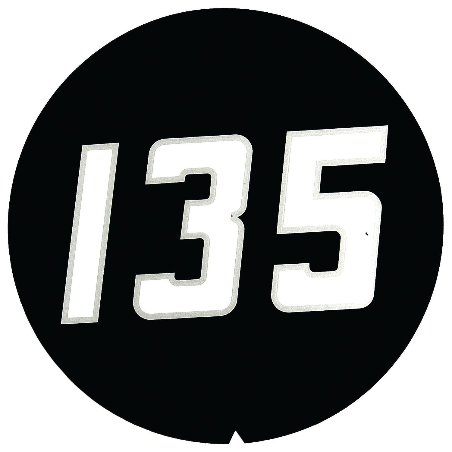 A bold white "135" decal from Sparex, model S.42248, displayed on a solid black circular background, reminiscent of the classic Massey Ferguson 135 design.