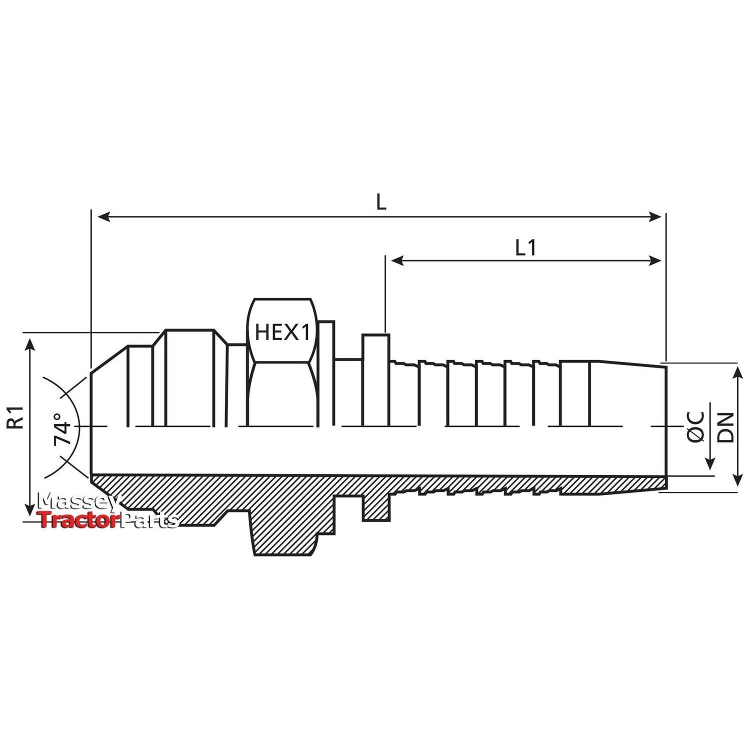 Dicsa Dicsa JIC 37° Hose Insert 1/2" x 3/4" Male Thread Straight - S.53120 - Farming Parts