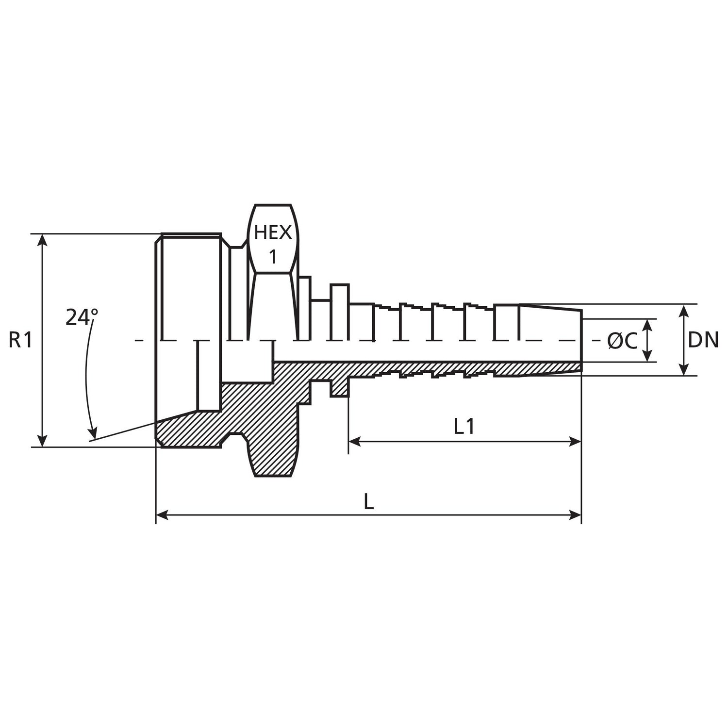 Dicsa Dicsa Metric (French Gas) 24° Hose Insert 5/16" x M24 x 1.5 Male Thread Straight - S.116911 - Farming Parts